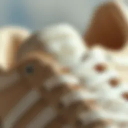 Close-up of the Adidas Forum 84 Low Cream showcasing its unique texture and colorway