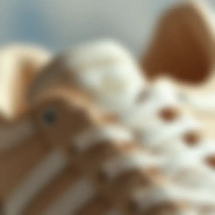 Close-up of the Adidas Forum 84 Low Cream showcasing its unique texture and colorway