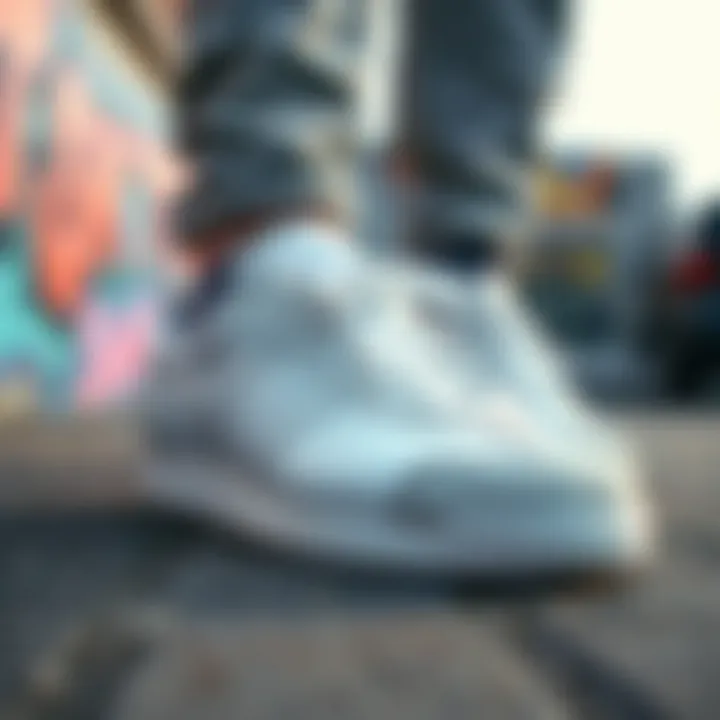 The adidas Samba White sneaker styled in an urban skate setting