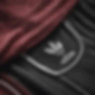 Close-up of the fabric and design details of Adidas shorts