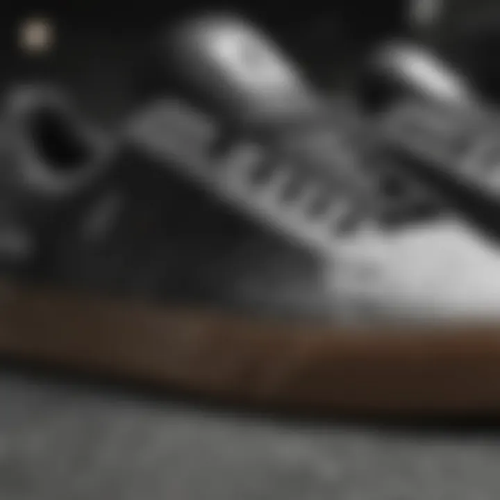 Close-up of the texture and design of Adidas skate shoes