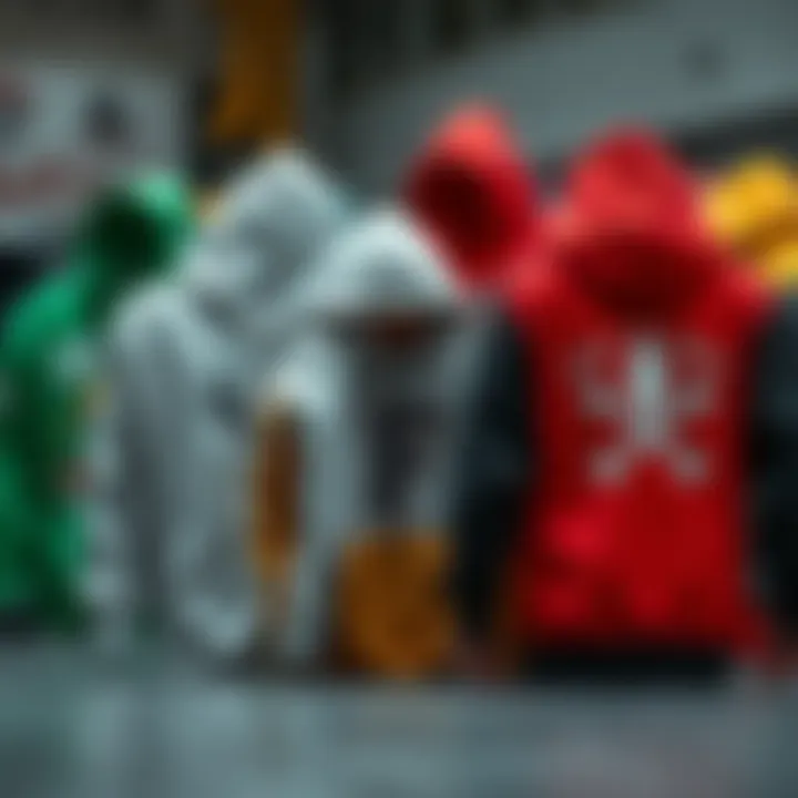 Group of hoodies representing diverse designs and materials
