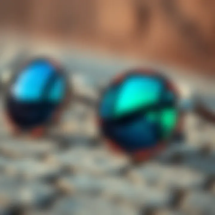 Detail of Affordable Round Sunglasses Close-up of affordable round sunglasses on a textured surface