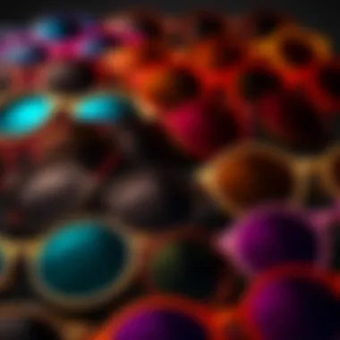 Diverse Color Palette of Round Sunglasses A collection of round sunglasses in various colors