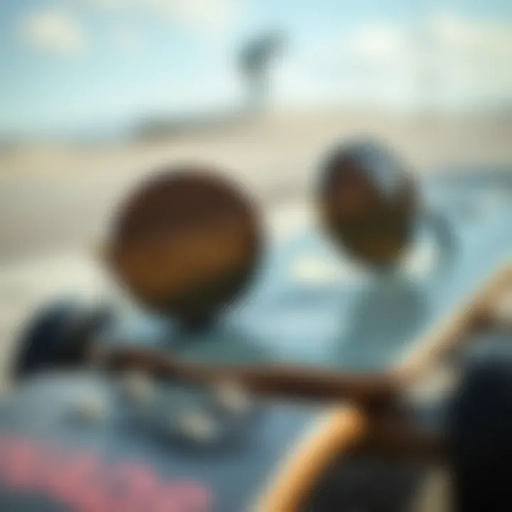 Round Sunglasses and Skateboard Aesthetic Stylish round sunglasses resting on a skateboard