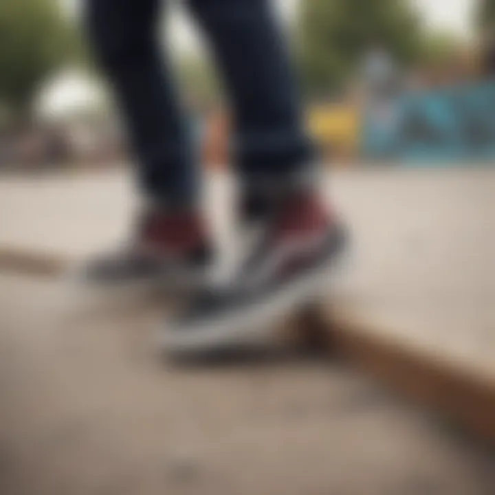 Skaters using Vans shoes at a skate park