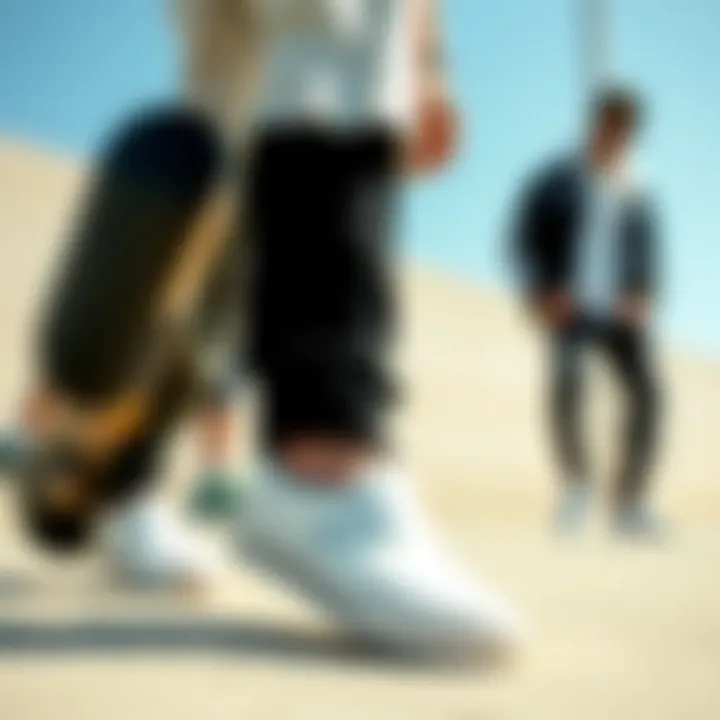 Versatile Styling of All White Slip On Shoes All white slip on shoes styled in a casual outfit, demonstrating versatility in fashion