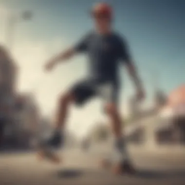 A skateboarder performing tricks while wearing stylish mesh shorts