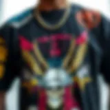 Close-up of an anti-social social shirt with unique graphics