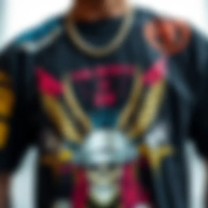 Close-up of an anti-social social shirt with unique graphics