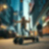 Electric skateboard in dynamic urban environment