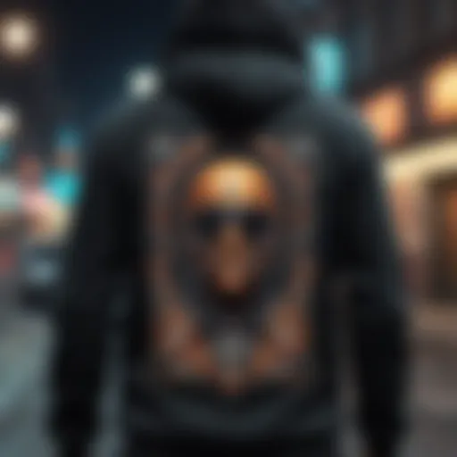 Stylish black hoodie featuring bold graphic art