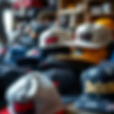 Collection of different Brixton Brand hats displayed together