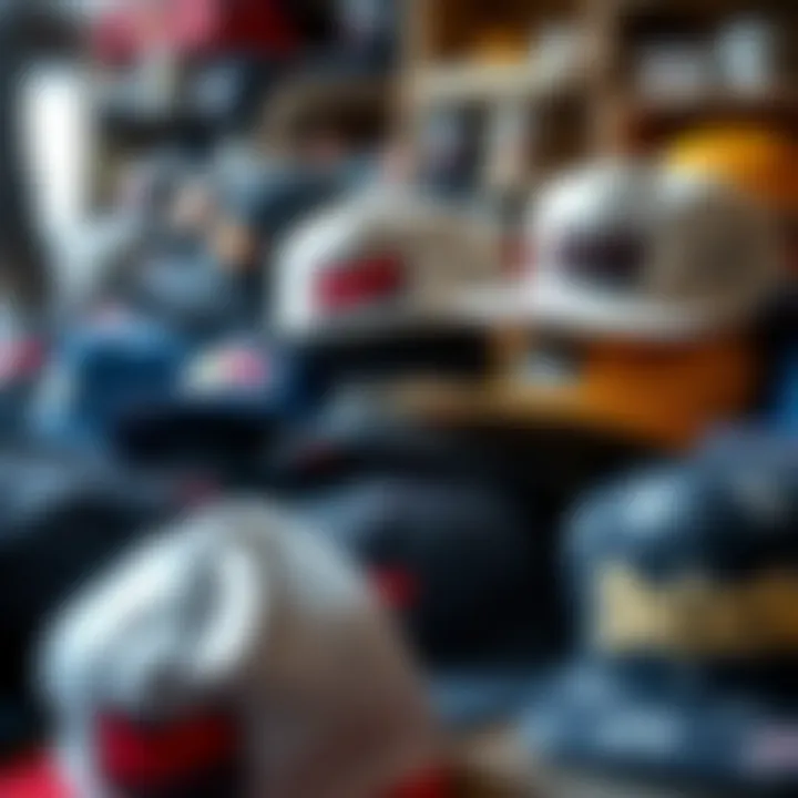 Collection of different Brixton Brand hats displayed together