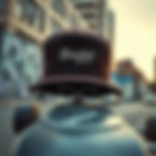 Brixton Brown Hat in Urban Skate Culture Brixton brown hat on a skateboard with urban backdrop