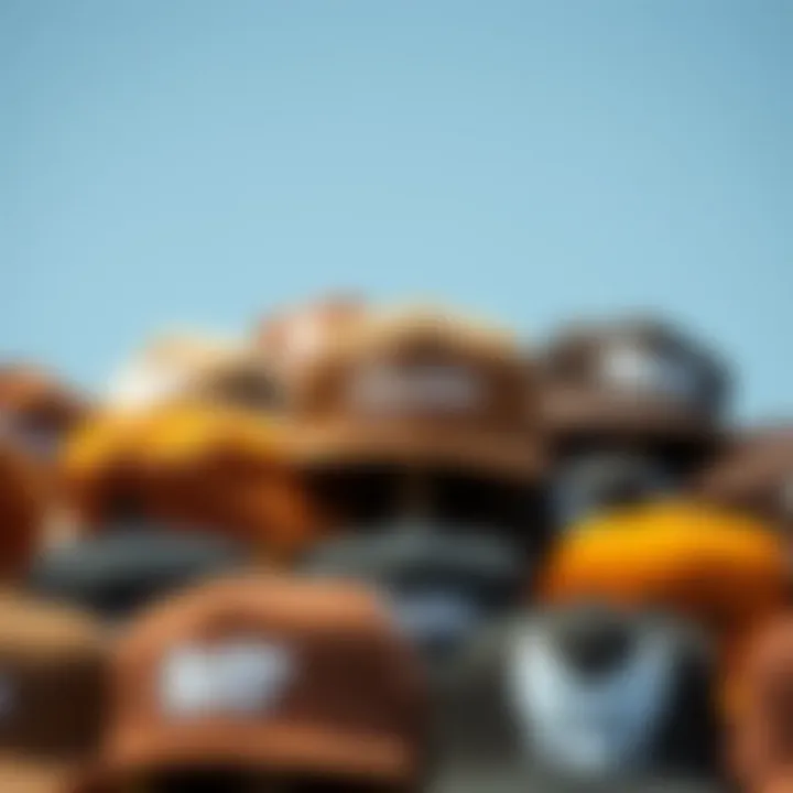 Variety of Brixton brown hats displayed together