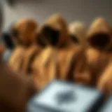 Artistic display of brown hoodies showcasing different styles and textures