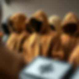 Artistic display of brown hoodies showcasing different styles and textures