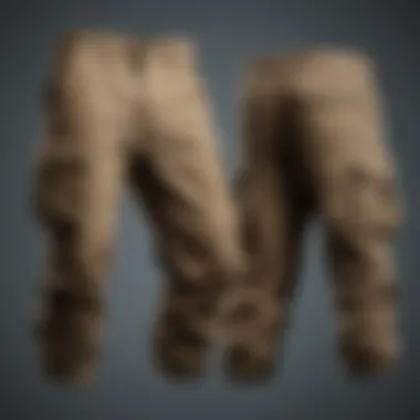 A side-by-side comparison of various canvas cargo pants designs