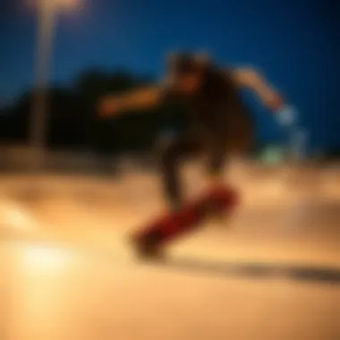 Performance of CCS Skate Deck in Action A skateboarder performing tricks on a CCS deck at a skate park, highlighting its performance.