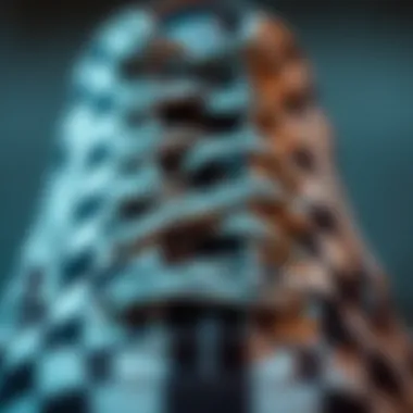 Close-up of Vans checkered lace-up design