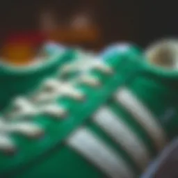 Detailed close-up of the Club C 85 Vintage Green sneaker showcasing its unique color and texture.