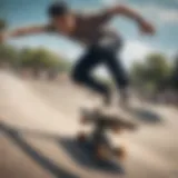 A dynamic skateboarding competition showcasing various tricks in motion