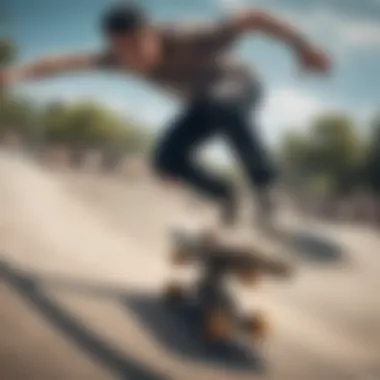 A dynamic skateboarding competition showcasing various tricks in motion