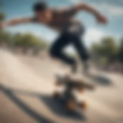 A dynamic skateboarding competition showcasing various tricks in motion