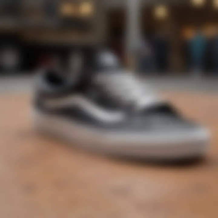 Close-up showcasing the unique sole design of Vans pro model skate shoes