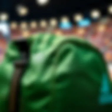 Material Quality of the Green Adidas Bag Close-up view of the green Adidas bag showcasing its material texture
