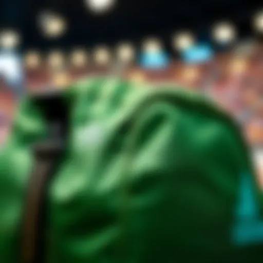 Material Quality of the Green Adidas Bag Close-up view of the green Adidas bag showcasing its material texture