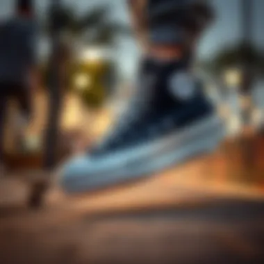 Converse Black Platform High Tops in Action Converse black platform high tops in a skateboarding environment