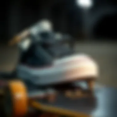 Converse and Skate Culture A close-up of Converse shoes resting on a skateboard, showcasing the blend of skate culture and fashion.