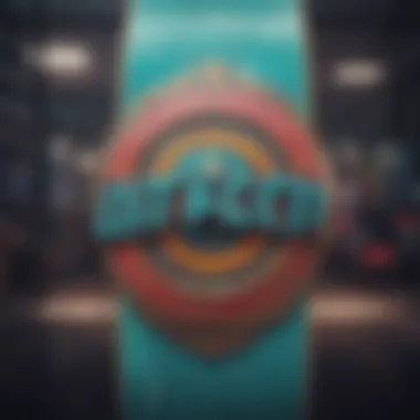 Retro-inspired skateboard logo with vibrant colors