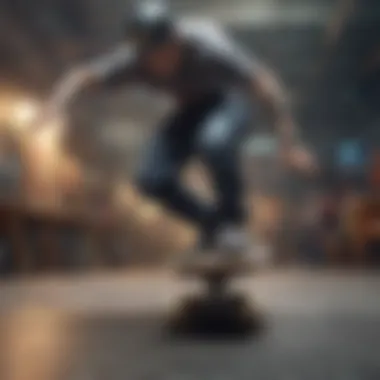 Skater performing tricks on a Creature skate deck