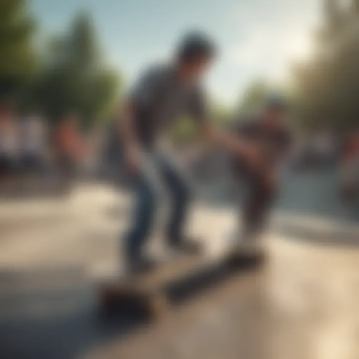 Group of skaters with Creature decks in a skate park