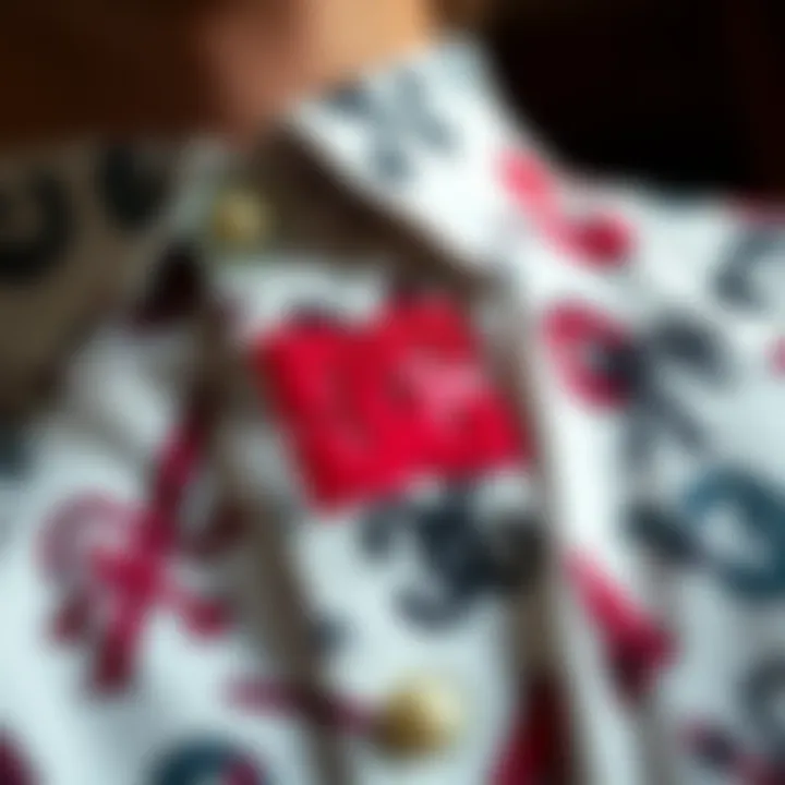 Design Details of the DC Button-Up Shirt Detailed view of the unique design elements of the DC button-up shirt