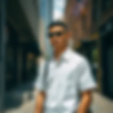 Urban Style Featuring the DC Button-Up Shirt Stylish individual wearing the DC button-up shirt in an urban setting