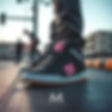 Aesthetic Appeal in Urban Environments Aesthetic appeal of black and pink DC Shoes in urban settings