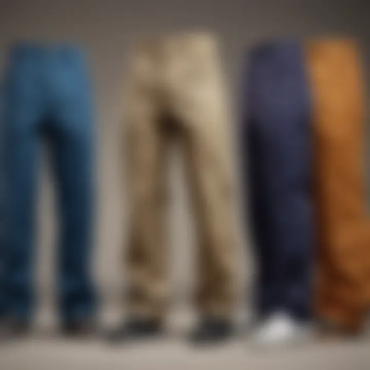 Visual representation of different Dickies pants styles