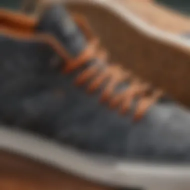 Detailed view of Emerica Laced shoe design showcasing unique stitching and materials