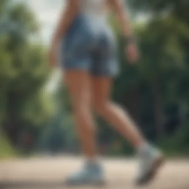 Athletic woman wearing Nike knee length shorts during outdoor activity