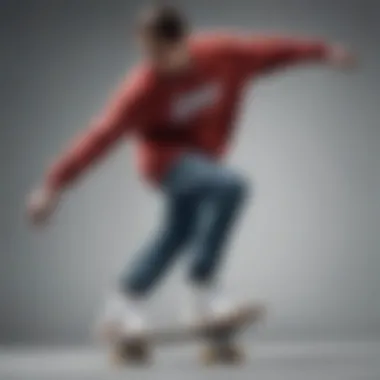 Skateboarder wearing a Nike oversized sweatshirt in action