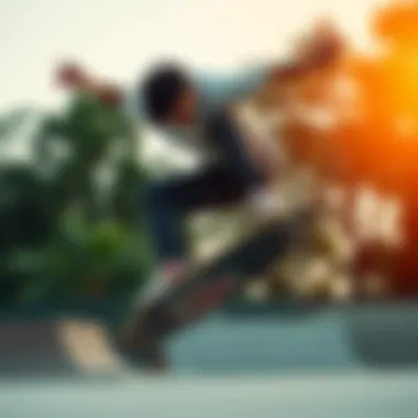 Skateboarding in Exclusive Vans A skateboarder performing tricks wearing exclusive Vans footwear.