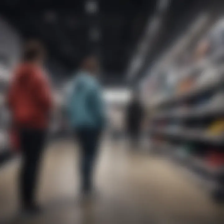 Shoppers browsing through the latest Adidas apparel, capturing the retail experience.