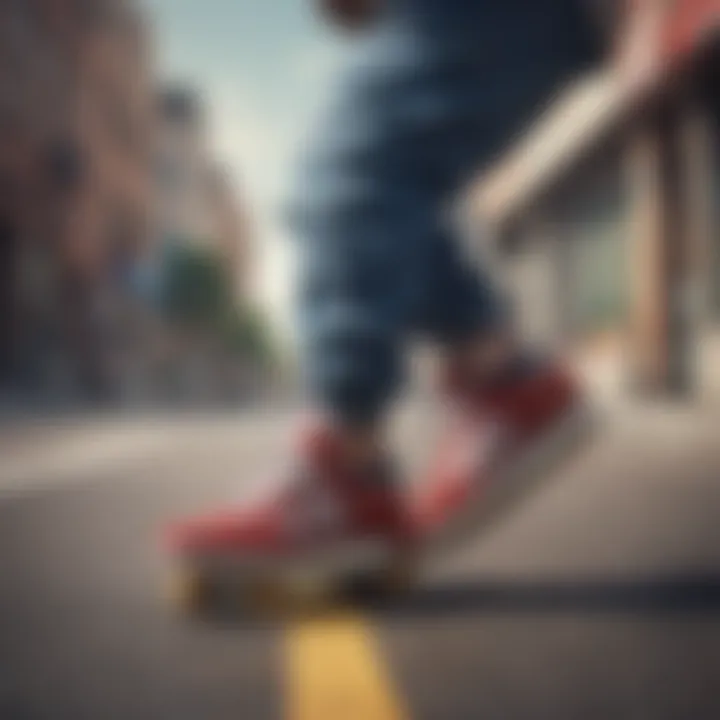 Skateboarder wearing adidas ZX shoes in urban setting