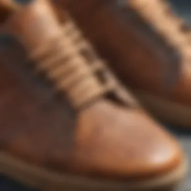 Close-up view of the texture and materials of barefoot skate shoes