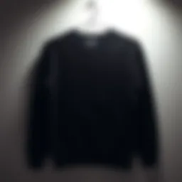 Stylish black crew neck sweatshirt displayed on a minimalistic background