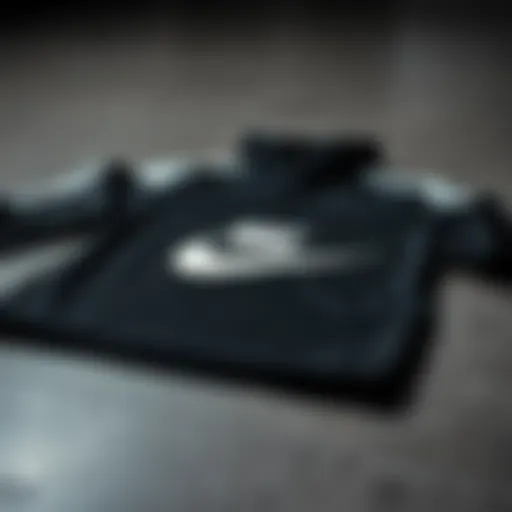 A stylish black and white Nike outfit laid out on a flat surface, showcasing fabric texture and design.